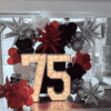 light up marquee numbers with balloon garland